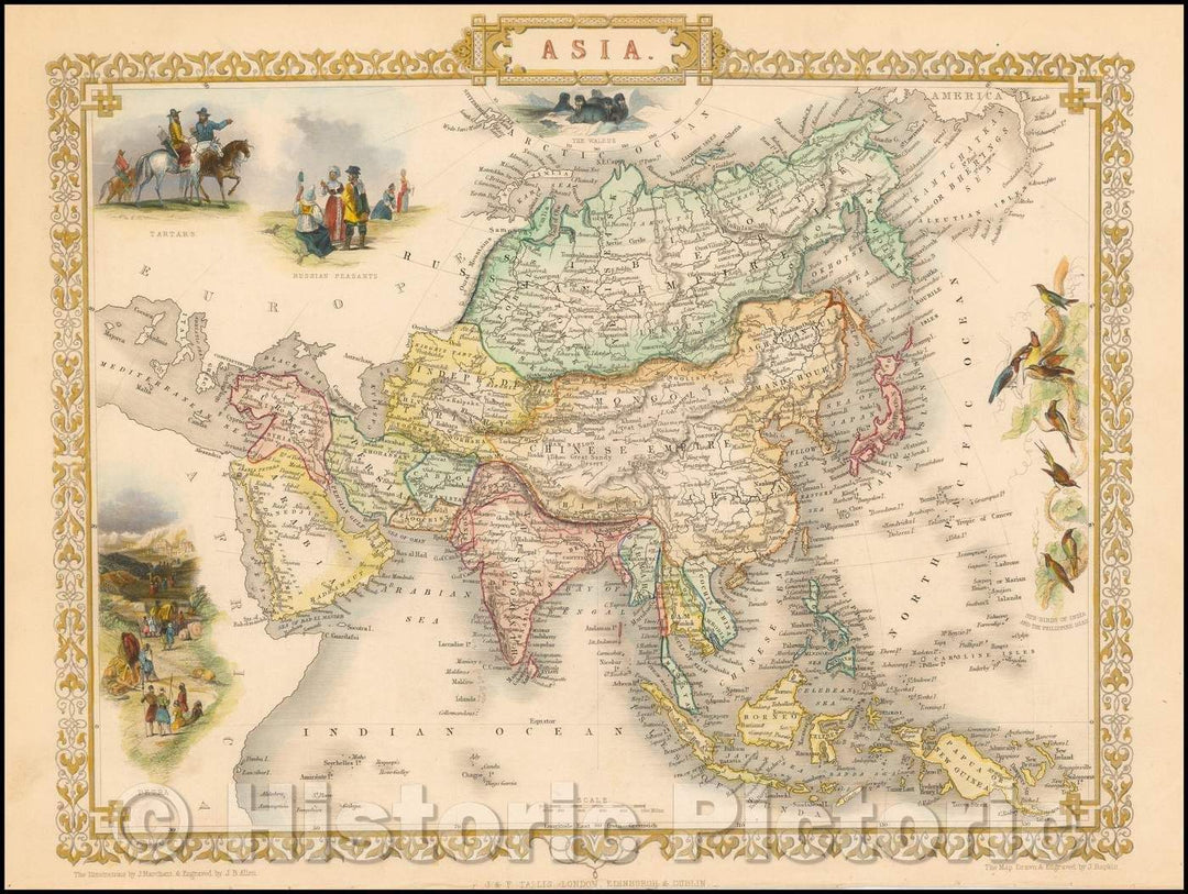 Historic Map - Asia, 1851, John Tallis v2