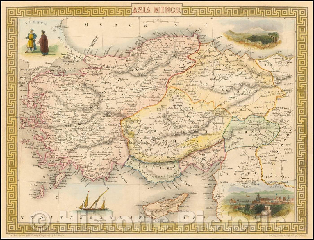 Historic Map - Asia Minor [Shows Cyprus], 1851, John Tallis - Vintage Wall Art