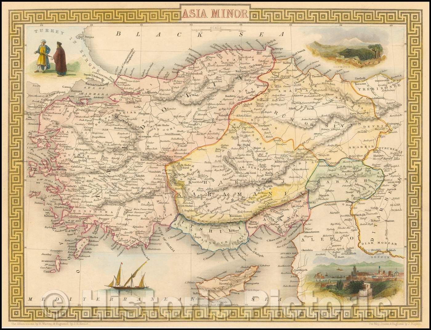 Historic Map - Asia Minor [Shows Cyprus], 1851, John Tallis - Vintage Wall Art