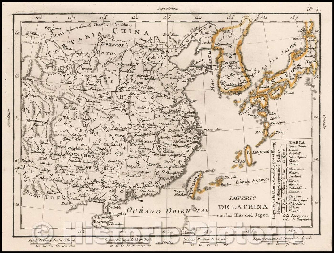 Historic Map - Imperio de la China con las islas del Japon/Spanish Map of China, Tartary and Korea, published by the Duke of Almodovar in Madrid, 1792 - Vintage Wall Art