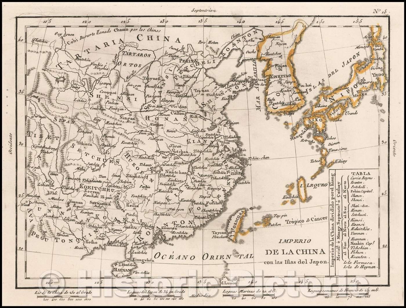 Historic Map - Imperio de la China con las islas del Japon/Spanish Map of China, Tartary and Korea, published by the Duke of Almodovar in Madrid, 1792 - Vintage Wall Art