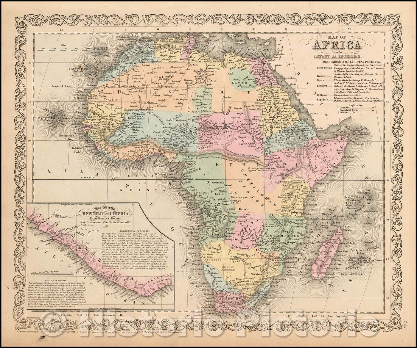 Historic Map - Map of Africa from the Latest Authorities, 1856, Charles Desilver - Vintage Wall Art