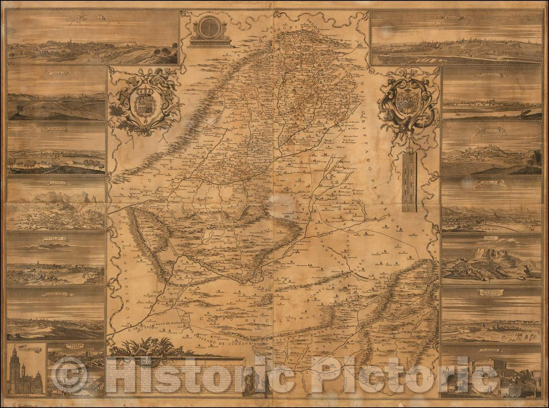 Historic Map - Toletum Hispanici Orbis Urbs/Map of the archdiocese of Toledo, Madrid, Ciudad Real, and part of Caceres, ?vila, Albacete and Ja?, 1687 - Vintage Wall Art