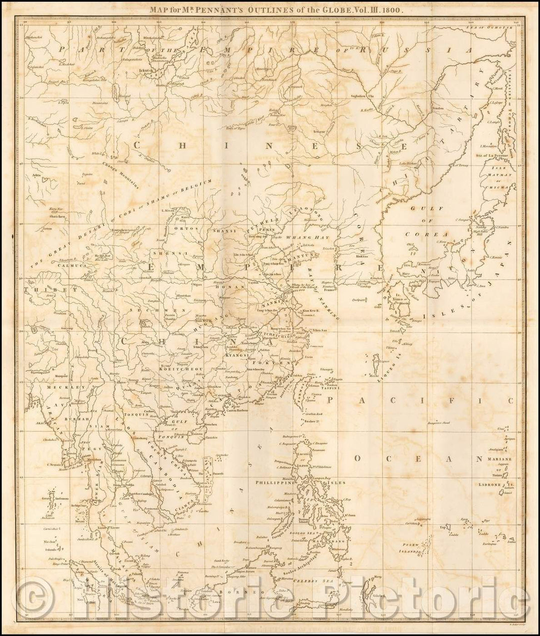 Historic Map - East Asia - Gulf of Corea Map For Mr. Pennants Outlines of the Globe. Vol. III, 1800, Thomas Pennant - Vintage Wall Art