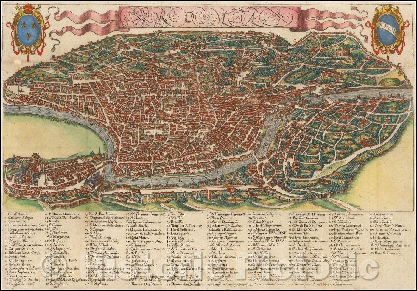 Historic Map - Rome, Italy, 1625, Johann Heinrich von Pflaumern - Vintage Wall Art