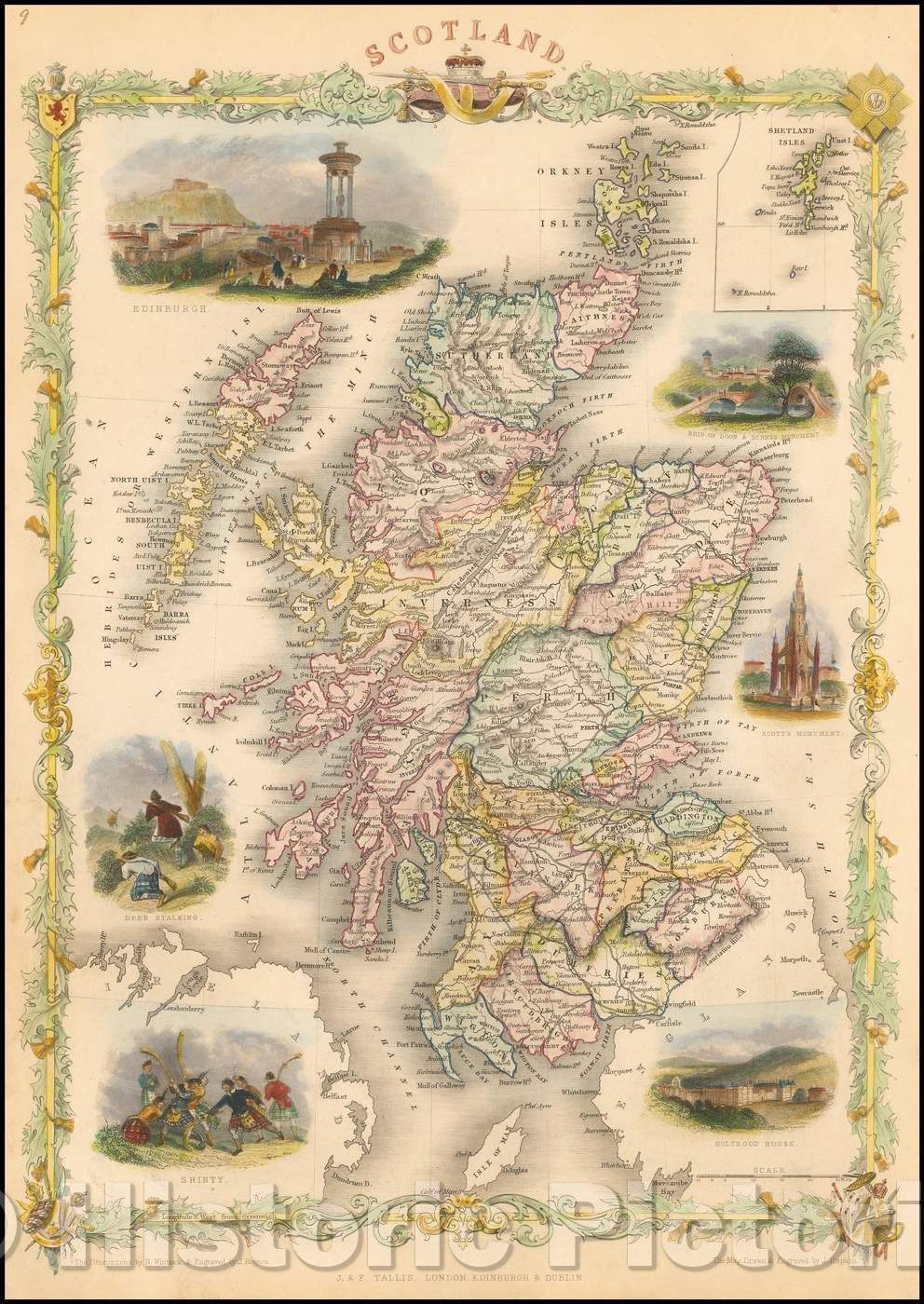 Historic Map - Scotland, 1851, John Tallis v3