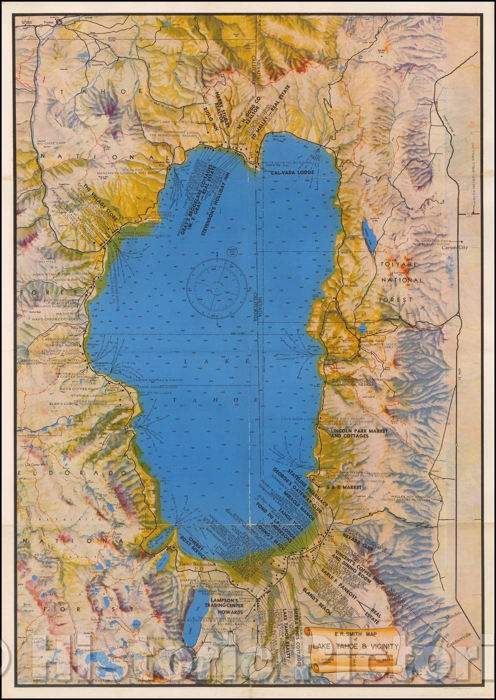 Historic Map - E.R. Smith Map of Lake Tahoe & Vicinity, 1947, E. R. Smith v5