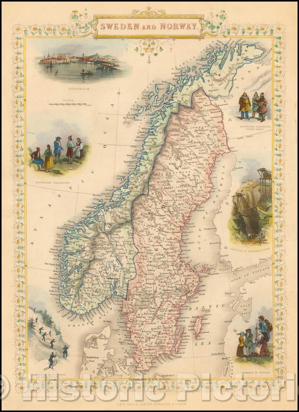 Historic Map - Sweden and Norway, 1851, John Tallis v1