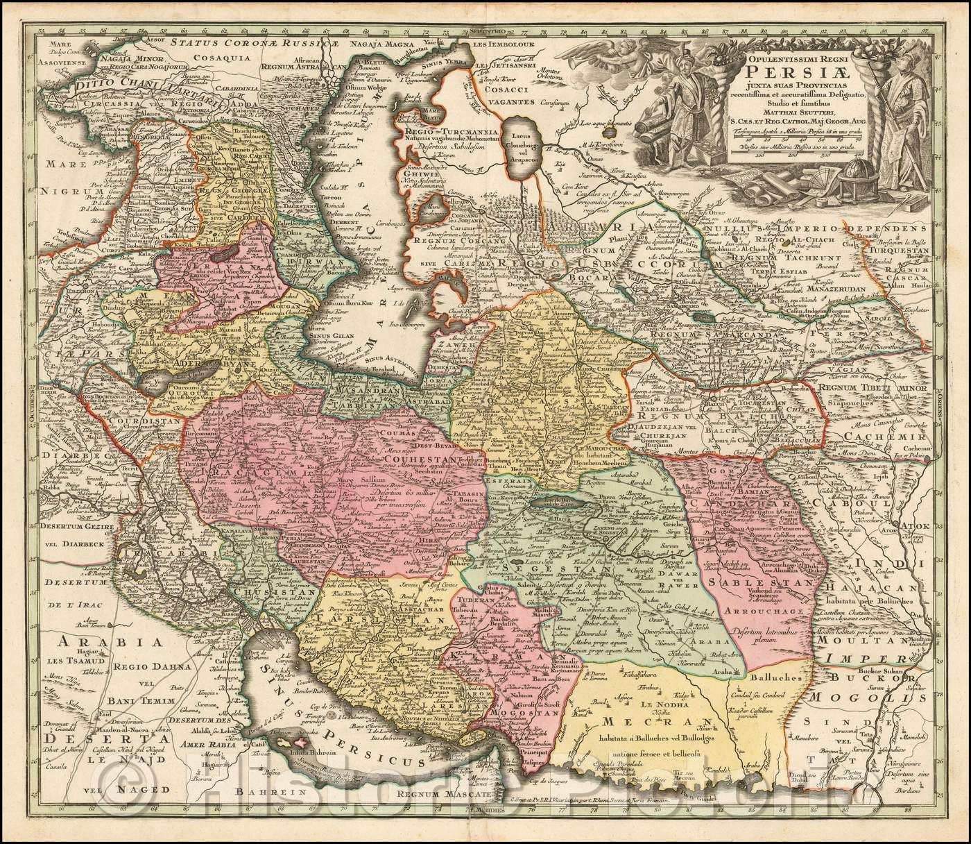 Historic Map - Opulentissimi Regni Persiae juxta suas Provincias recentissima et accuratissima Designatio, Studio et sumtibus, 1740, Tobias Conrad Lotter v1