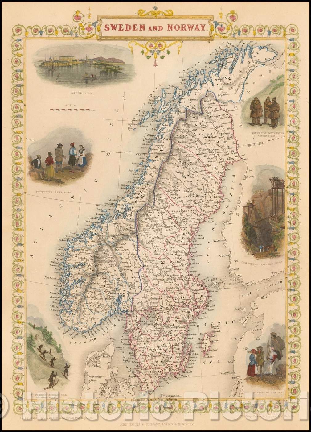 Historic Map - Sweden and Norway, 1851, John Tallis v2