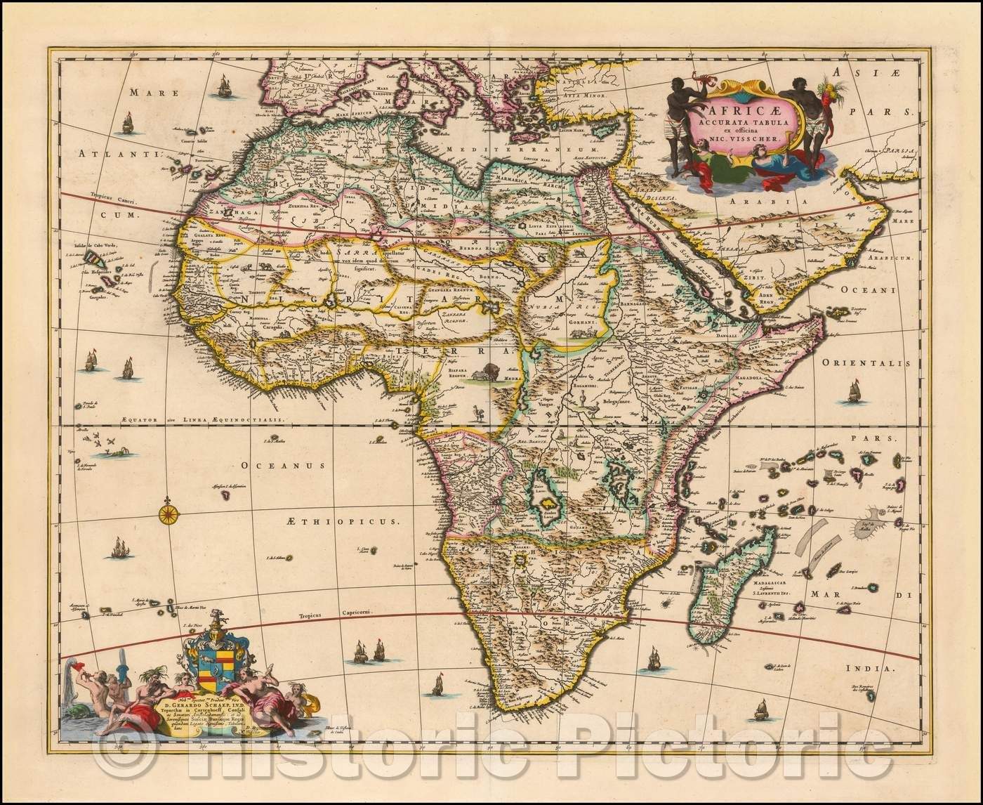 Historic Map - Africae Accurata Tabula ex officina Nic. Visscher, 1675, Nicolaes Visscher I - Vintage Wall Art