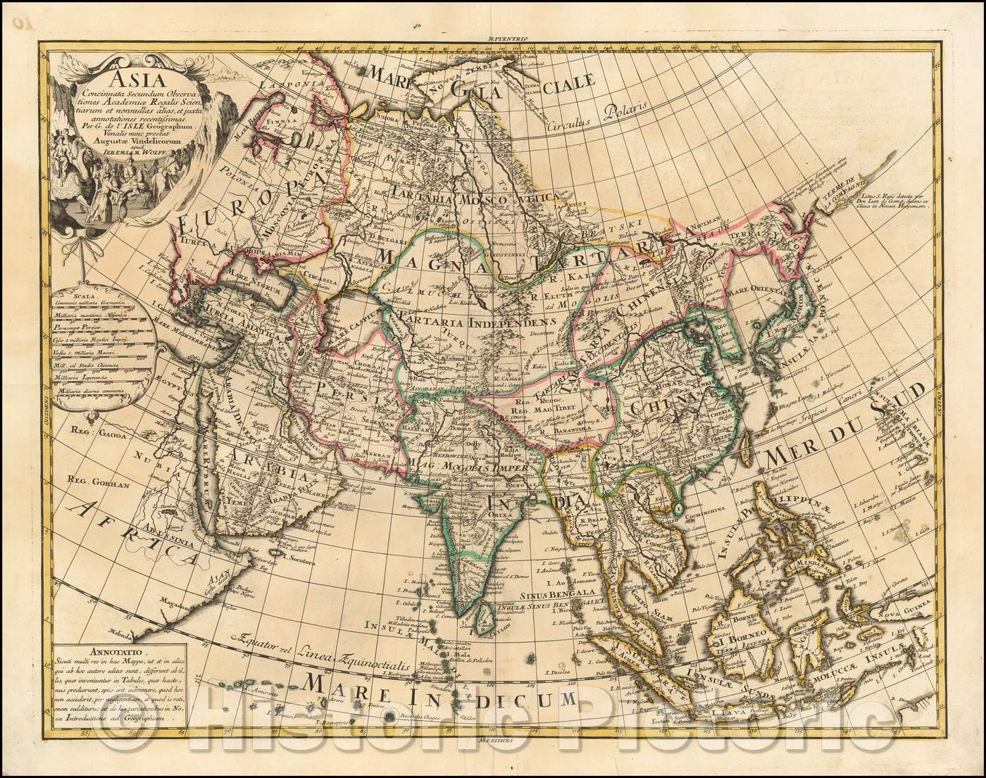 Historic Map - Asia Concinnata Secundum Observationes Academiae Regalis Scientiarum, 1710, Jeremiah Wolff - Vintage Wall Art