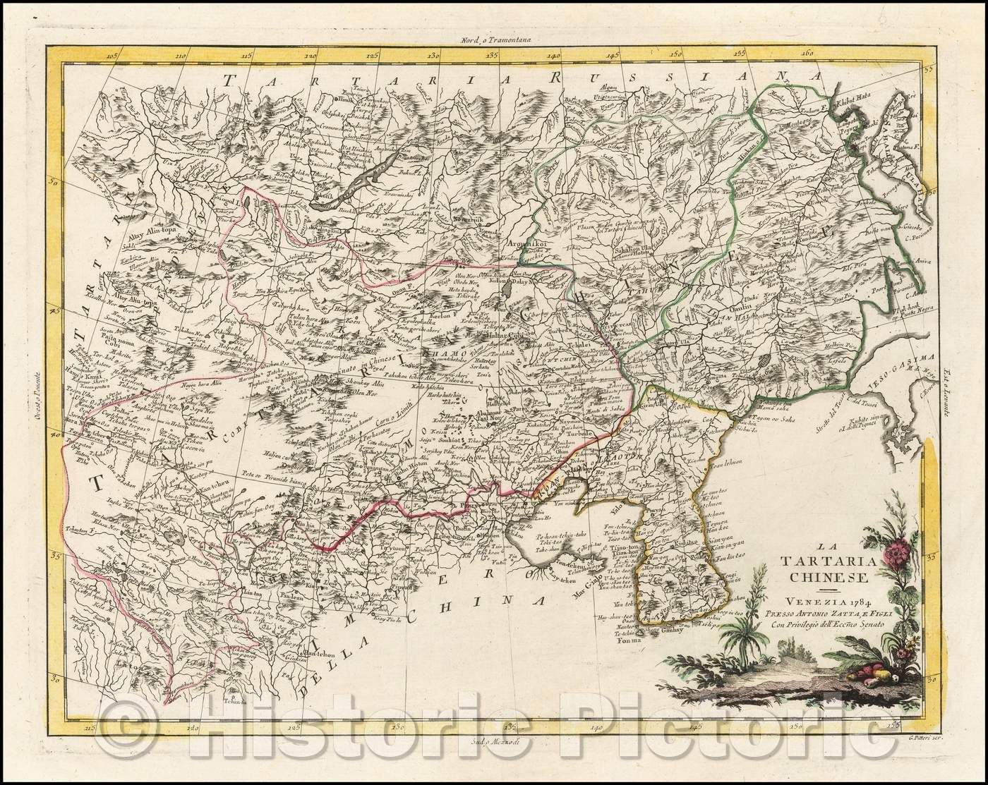 Historic Map - La Tartaria Chinese/Map, showing the Region from Korea and Tartary to Northern China, 1784, Antonio Zatta - Vintage Wall Art