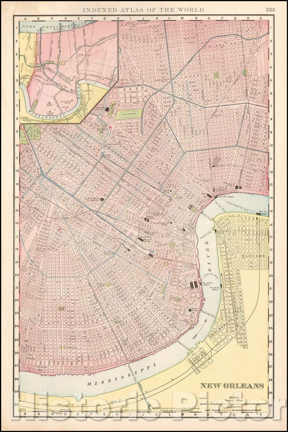 Historic Map - New Orleans, 1899, William Rand - Vintage Wall Art