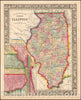 Historic Map - County Map of the State of Illinois, 1864, Samuel Augustus Mitchell Jr. - Vintage Wall Art