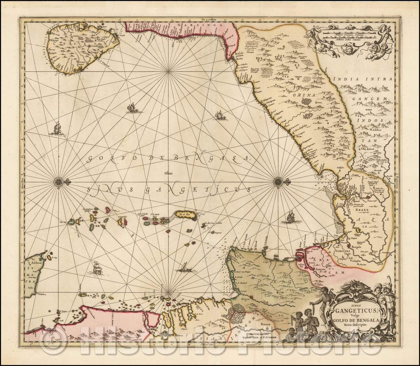 Historic Map - Sinus Gangeticus Vulgo Golfo De Bengala Nova descriptio, 1700, Jan Jansson - Vintage Wall Art