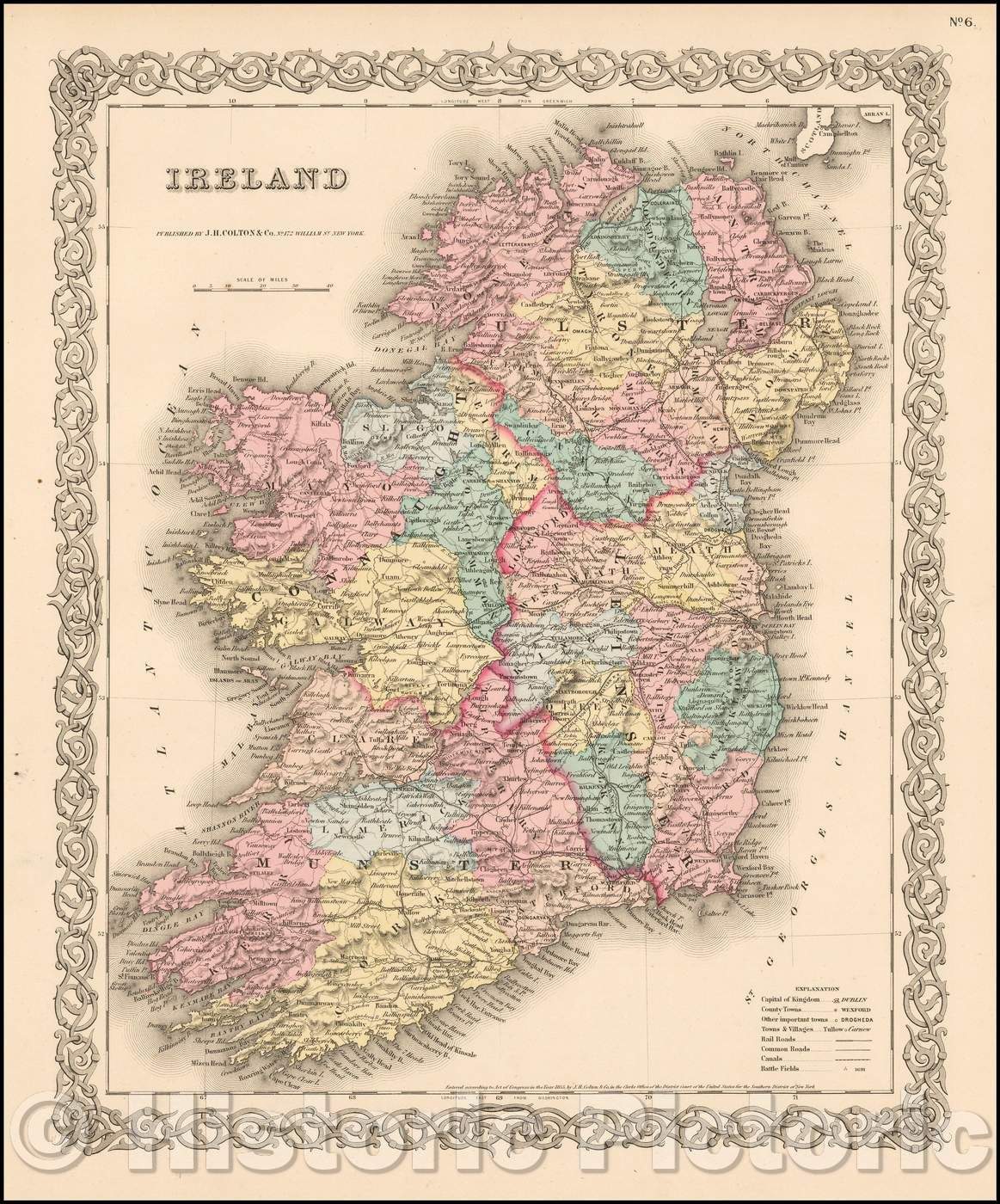 Historic Map - Ireland, 1856, Joseph Hutchins Colton v1