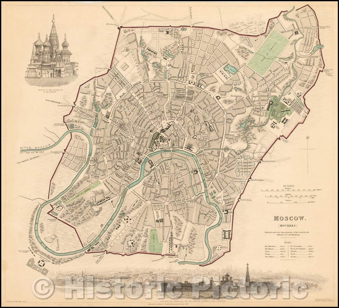 Historic Map - Moscow, Russia, 1836, SDUK v4