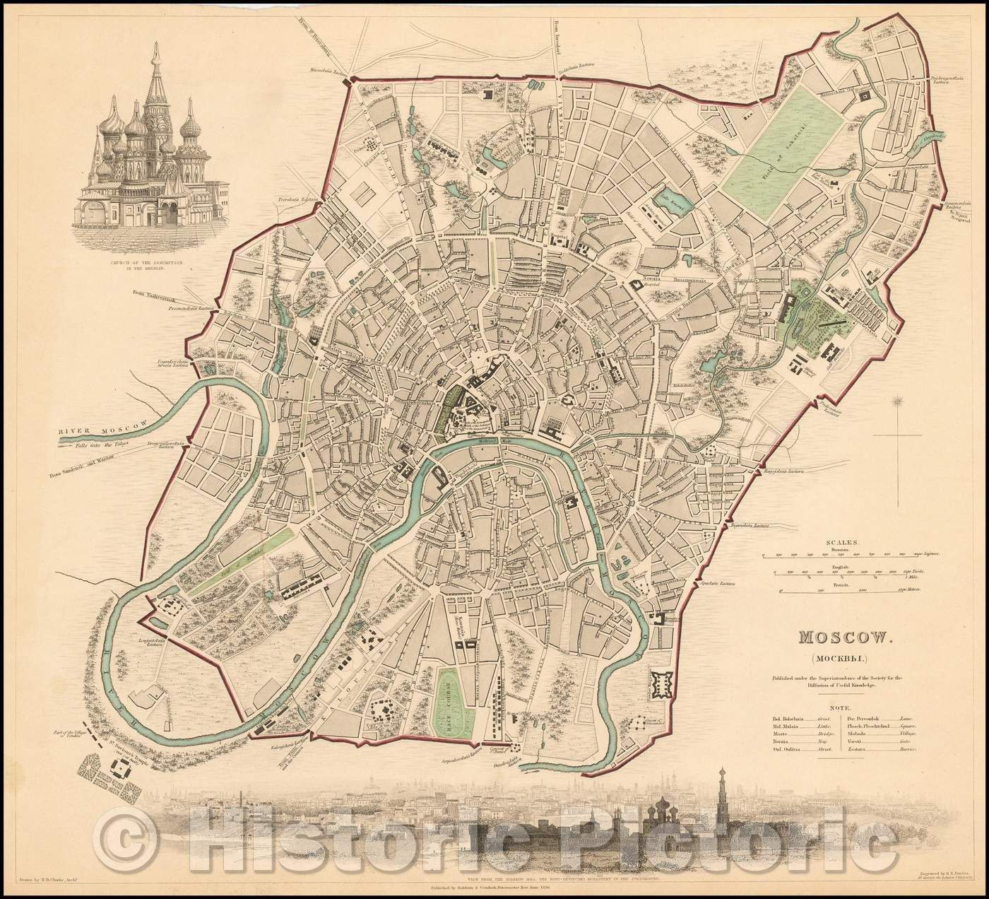 Historic Map - Moscow, Russia, 1836, SDUK v4