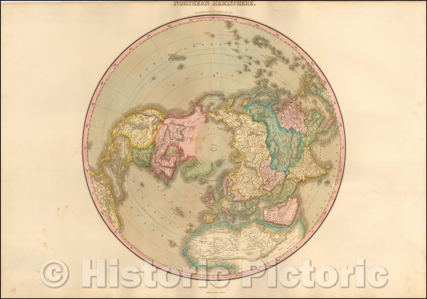 Historic Map - Northern Hemisphere, 1812, John Pinkerton v2