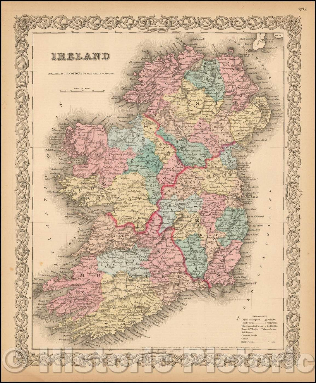 Historic Map - Ireland, 1856, Joseph Hutchins Colton v2