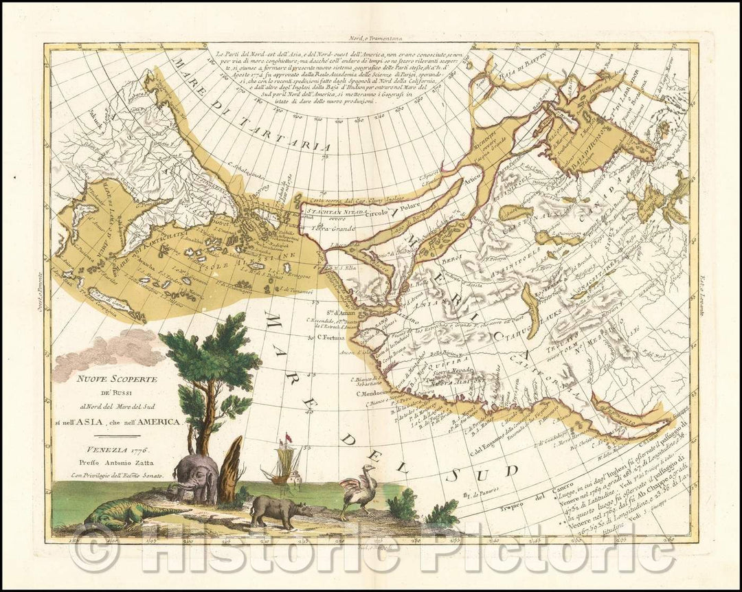 Historic Map - Nuove Scoperte de' Russi al Nord del Mare del Sud si nell'Asia, che nell'America, 1776, Antonio Zatta v1