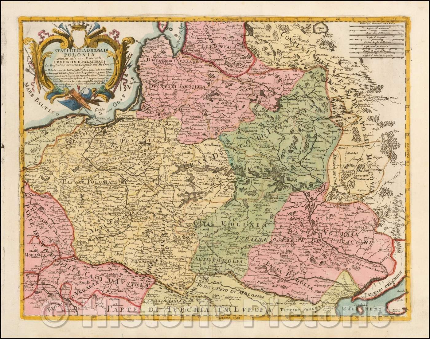 Historic Map - Stati Della Corona Di Polonia Divisa nele sue Principali Provincie e Palatinati/Map of Poland, Paolo Petrini of Naples, 1700, Paolo Petrini - Vintage Wall Art