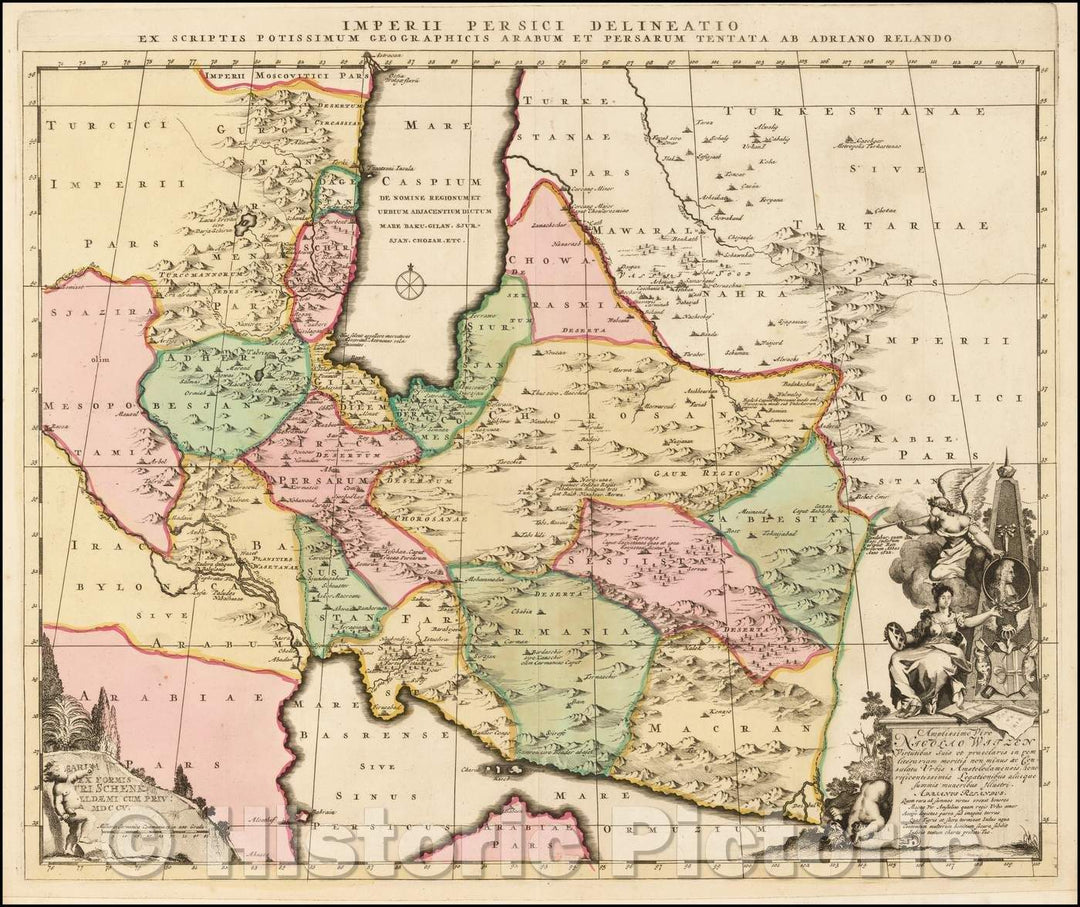 Historic Map - Imperii Persici Delineatio Ex Scriptis Potissimum Goegraphicis Arabum/Map of the Persian Empire, Dutch Orientalist Adrian Reland, 1700 - Vintage Wall Art