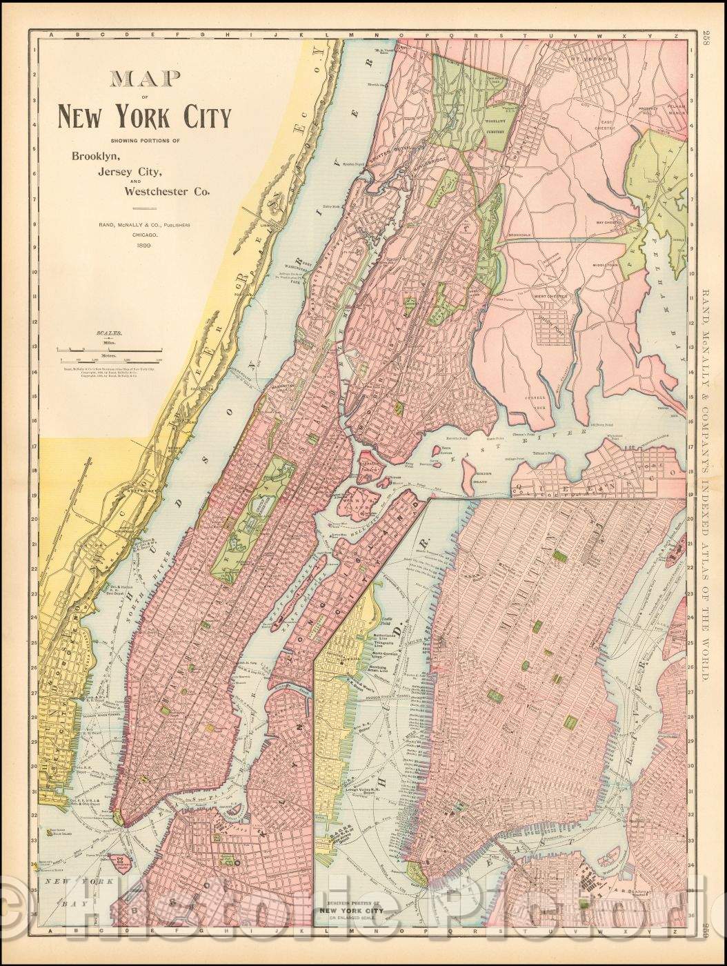 Historic Map - Map of New York City, Brooklyn, Jersey City, and Westchester Co, 1899, Rand McNally & Company v3