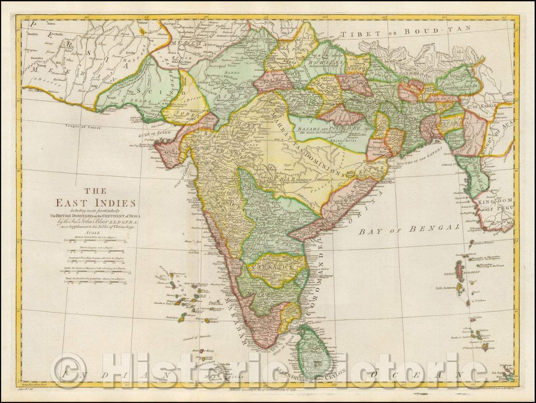 Historic Map - India, Birmah. The East Indies including more particularly The British Dominions on the Continent of India, 1779, John Blair - Vintage Wall Art