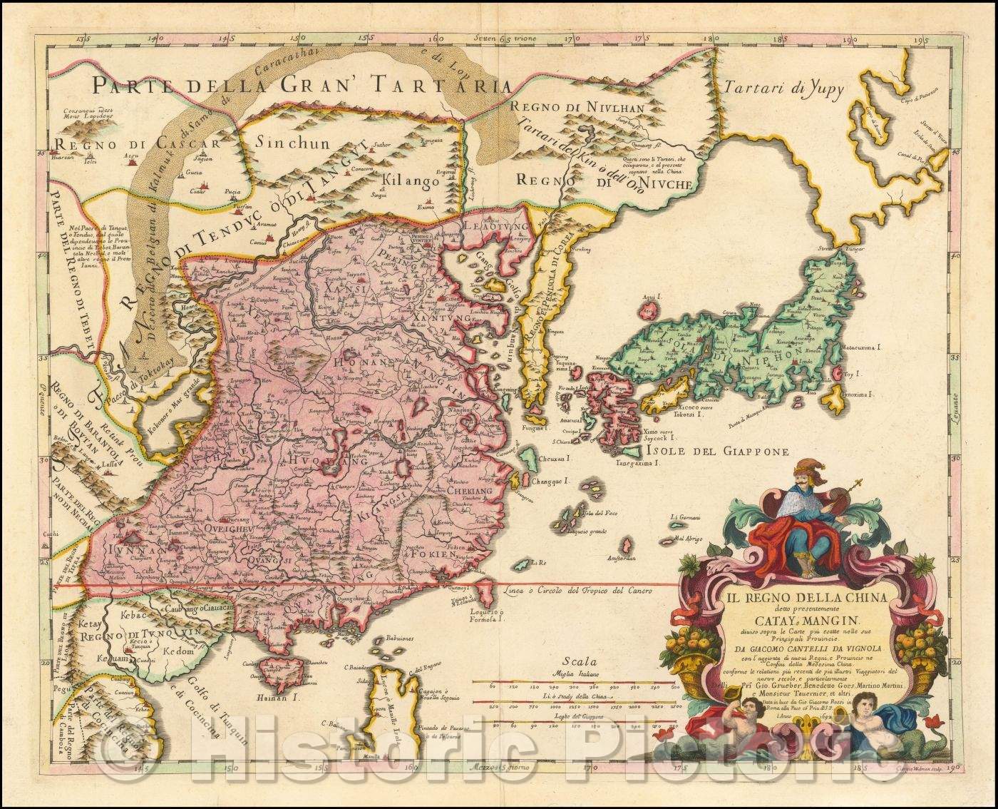 Historic Map - Il Regno Della China :: China, 1692 - Vintage Wall Art