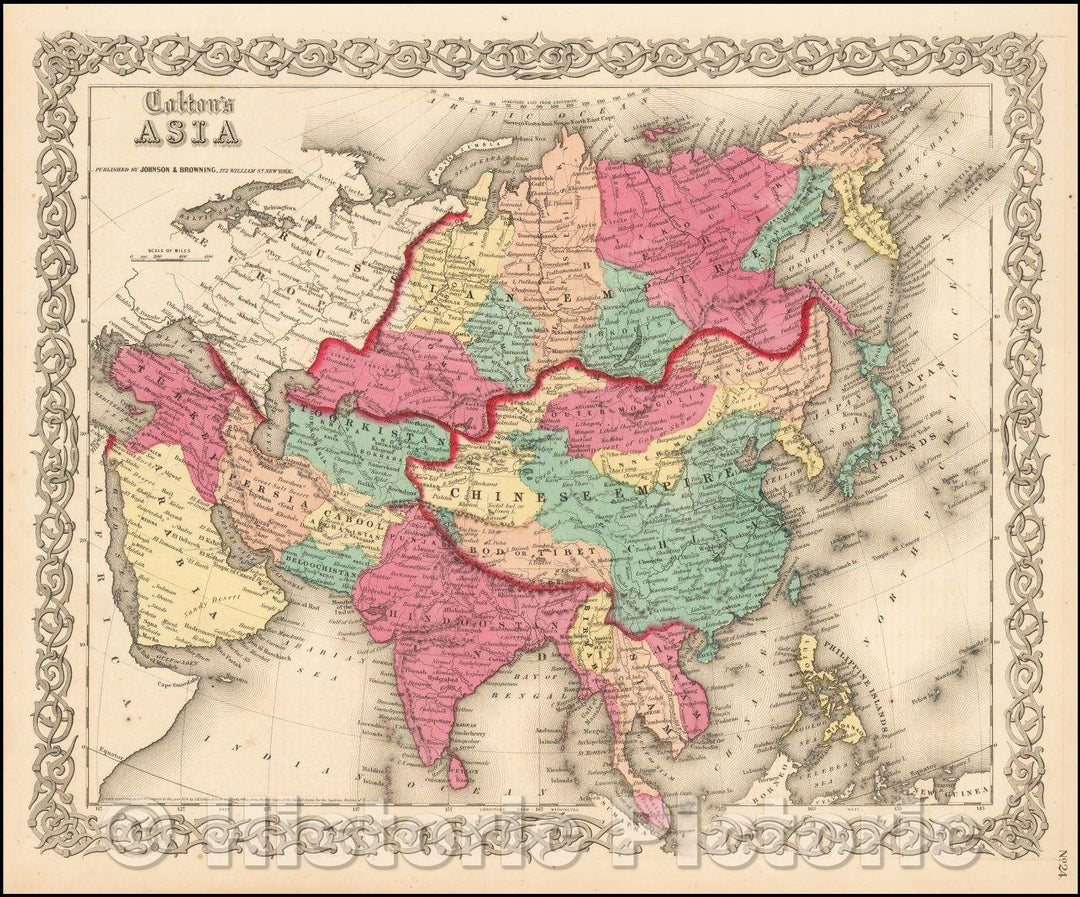 Historic Map - Colton's Asia, 1859, Joseph Hutchins Colton - Vintage Wall Art