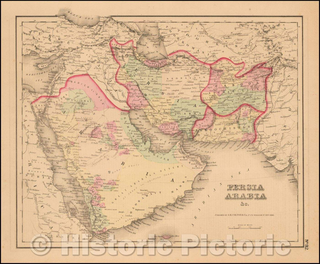 Historic Map - Persia Arabia, 1858, Joseph Hutchins Colton - Vintage Wall Art