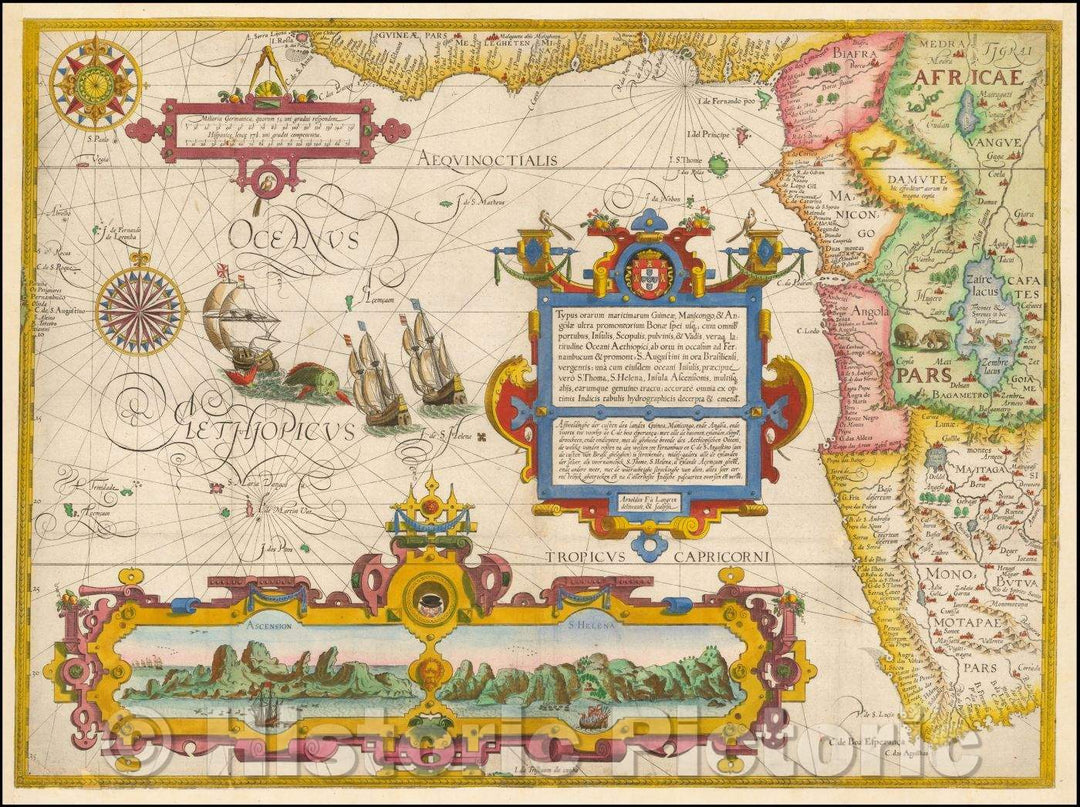 Historic Map - Typus orarum maritimarum Guineae, Manicongo & Angolae ultra Promentorium Bonae spei susq, 1596, Jan Huygen Van Linschoten v1