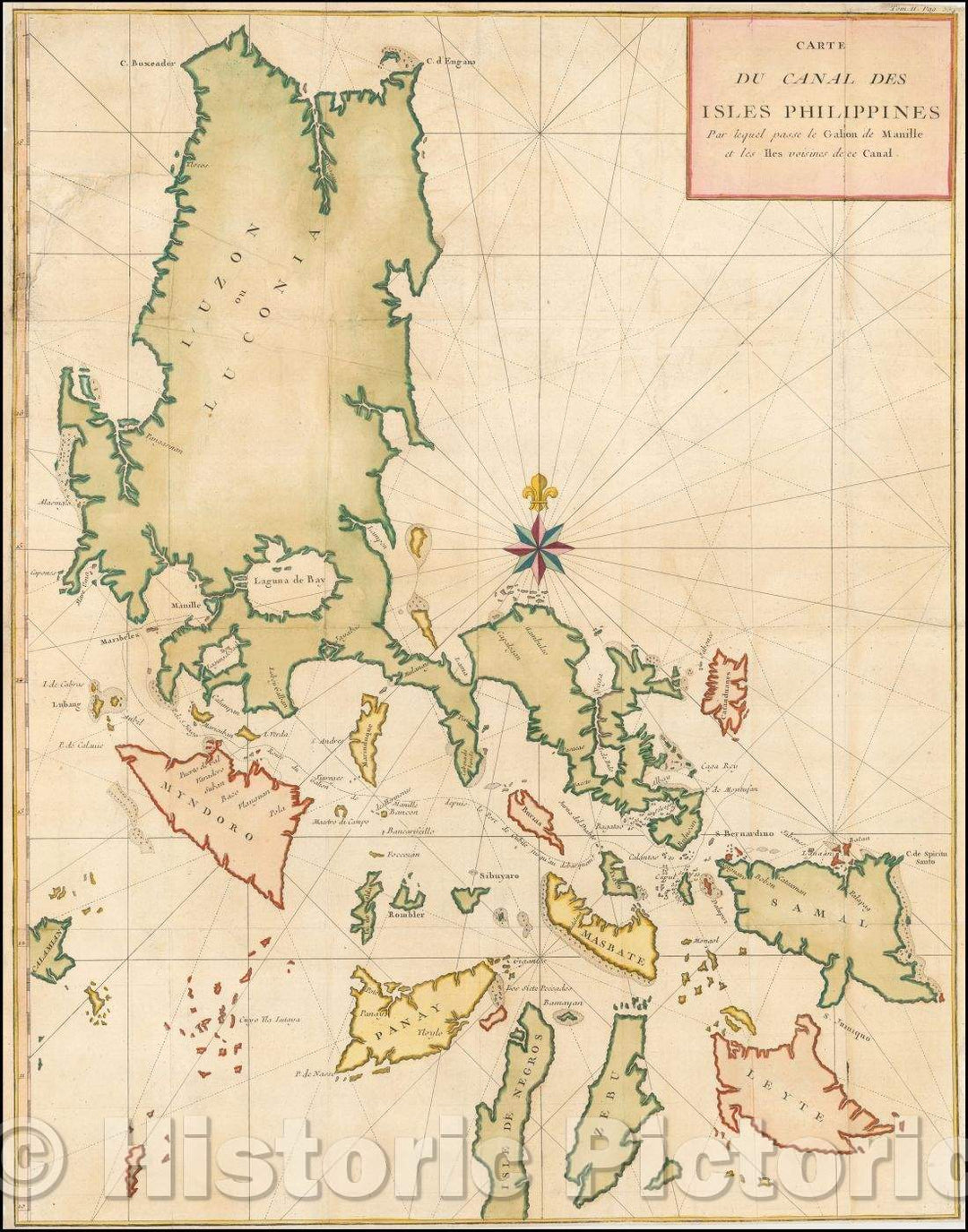 Historic Map - Carte du Canal des Isles Philippines Par leque passe le Galion de Manille. :: Channel Isles Philippines For leque passes the Manila Galleon, 1748 - Vintage Wall Art