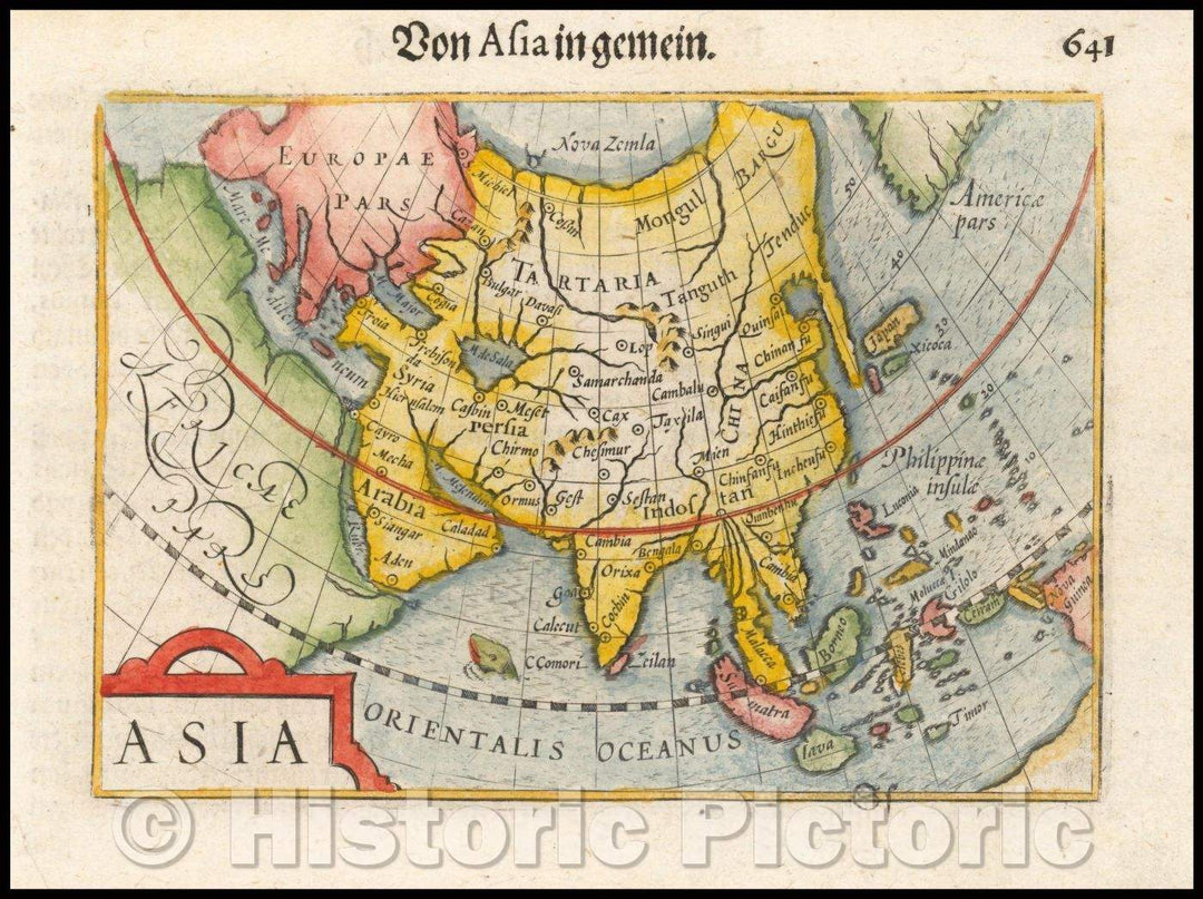 Historic Map - Asia, 1600, Barent Langenes - Vintage Wall Art