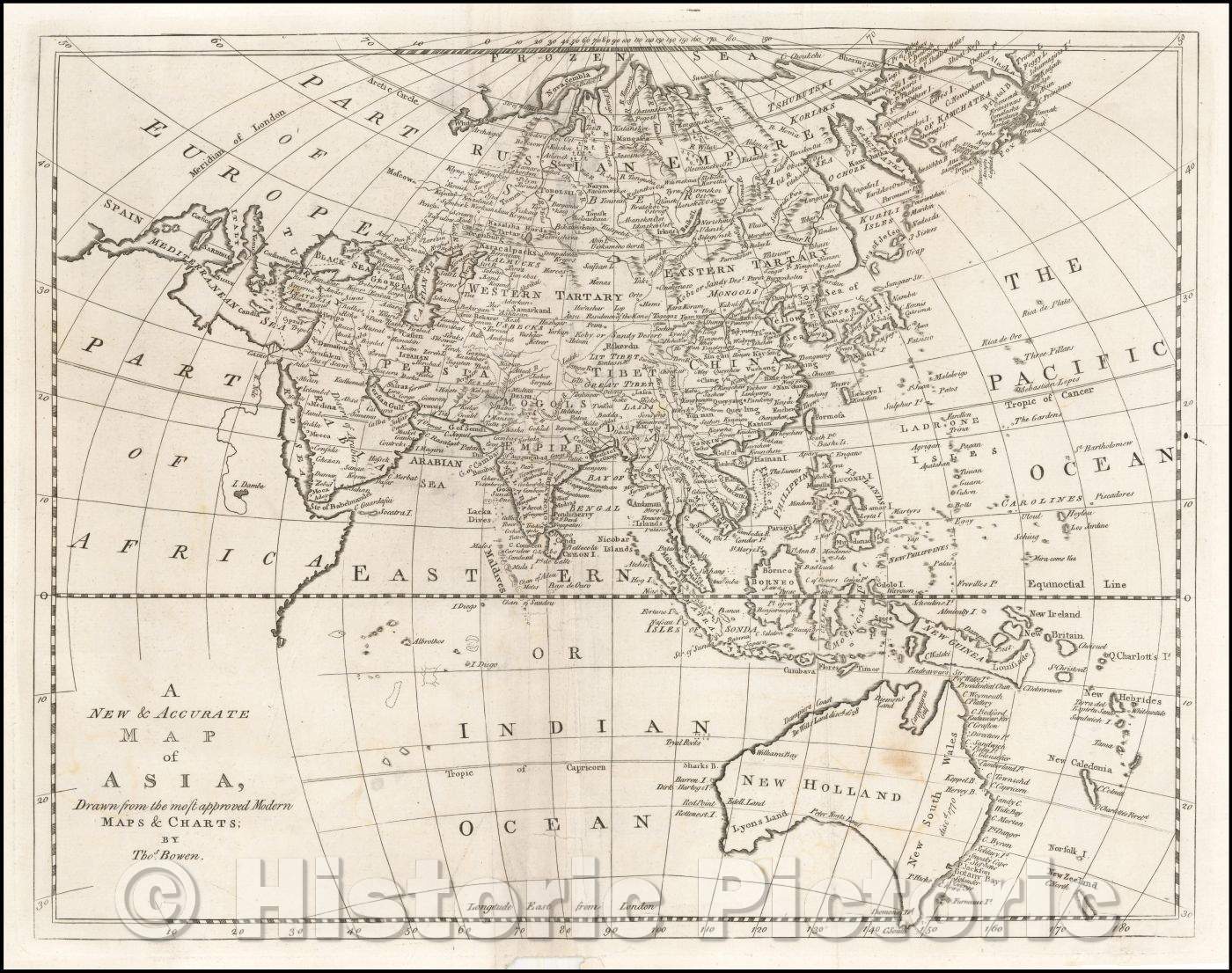 Historic Map - A New & Accurate Map of Asia, 1779, Thomas Bowen - Vintage Wall Art