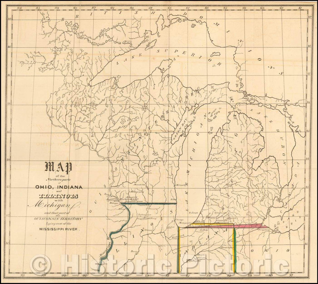 Historic Map - Northern parts of Ohio, Indiana and Illinois with Michigan and that part to the Ouisconsin Territory Lying East of the Mississippi River, 1836 v1