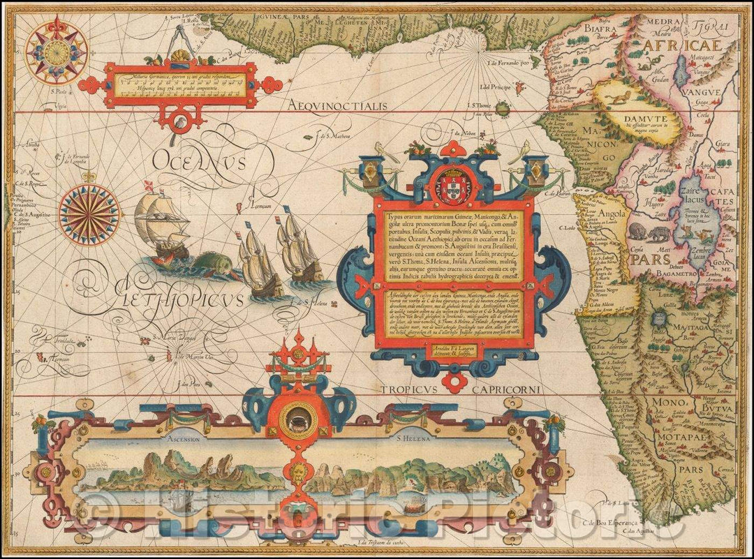 Historic Map - Typus orarum maritimarum Guineae, Manicongo & Angolae ultra Promentorium Bonae spei susq, 1596, Jan Huygen Van Linschoten v2