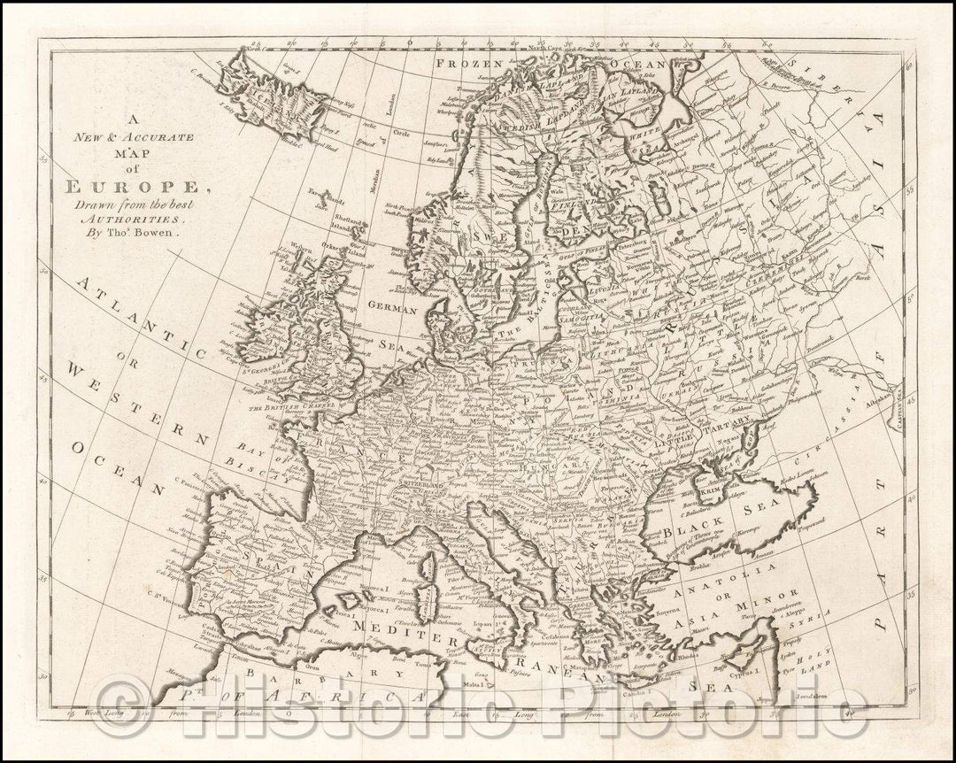 Historic Map - A New and Accurate Map of Europe, 1779, Emanuel Bowen - Vintage Wall Art