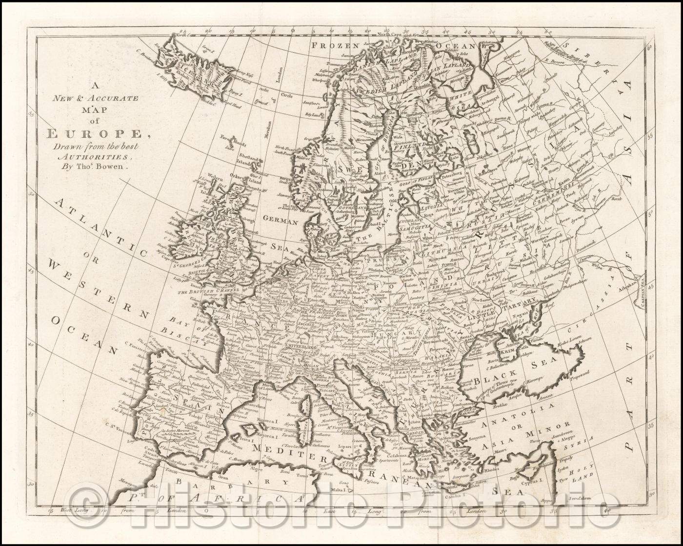 Historic Map - A New and Accurate Map of Europe, 1779, Emanuel Bowen - Vintage Wall Art