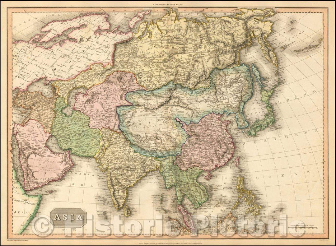 Historic Map - Asia, 1815, John Pinkerton - Vintage Wall Art