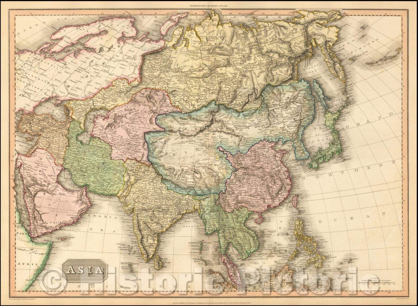 Historic Map - Asia, 1815, John Pinkerton - Vintage Wall Art