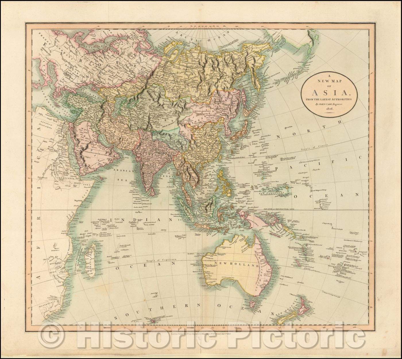 Historic Map - A New Map of Asia, From The Latest Authorities, 1806, John Cary - Vintage Wall Art