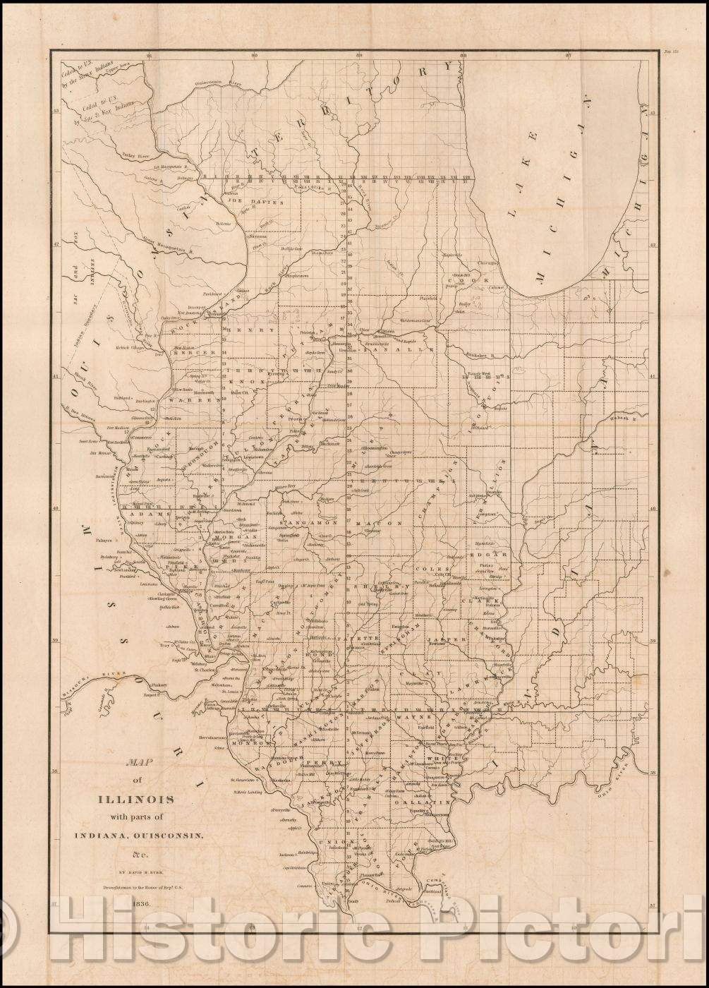 Historic Map - Northern parts of Ohio, Indiana and Illinois with Michigan and that part to the Ouisconsin Territory Lying East of the Mississippi River, 1836 v2