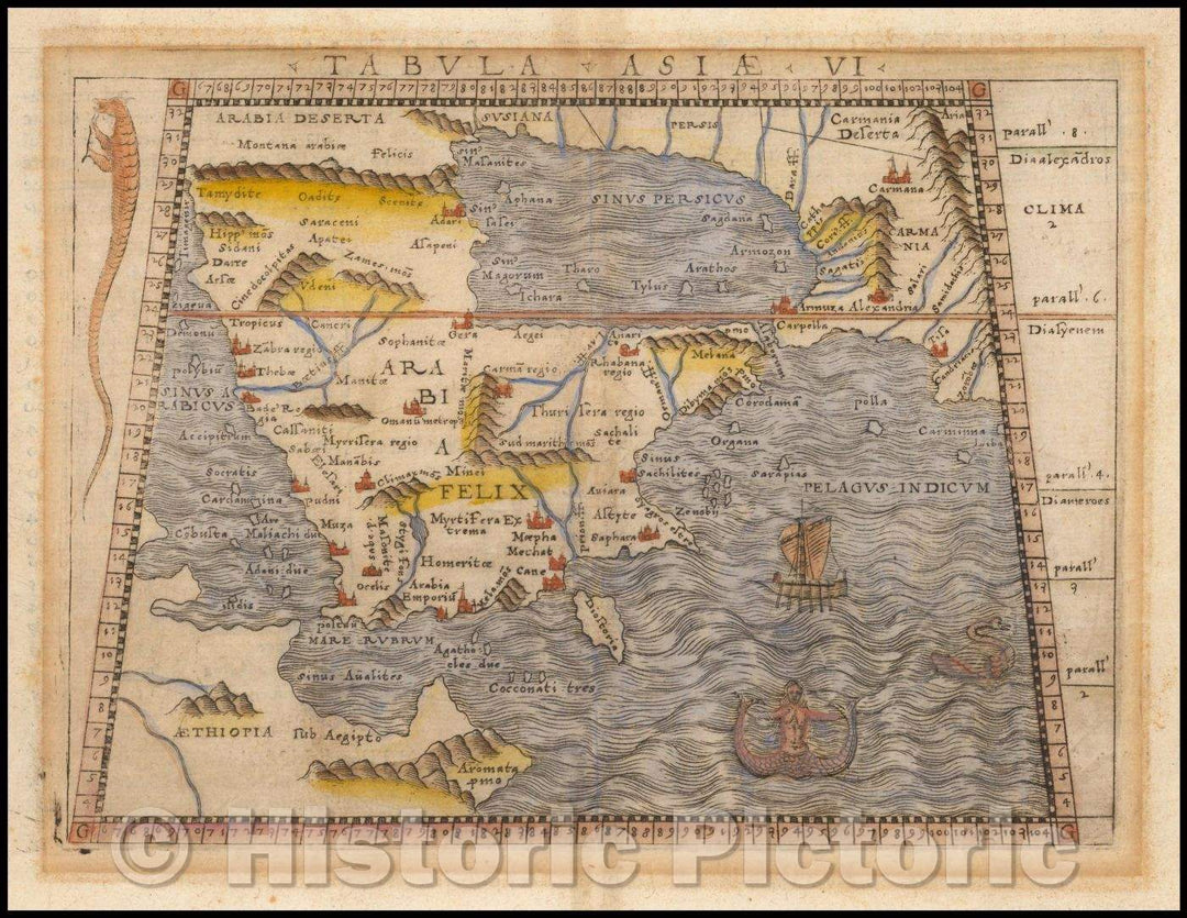 Historic Map - [Arabia] Tabula Asiae VI/[Arabia] Map Asia 6, 1548, Giacomo Gastaldi - Vintage Wall Art