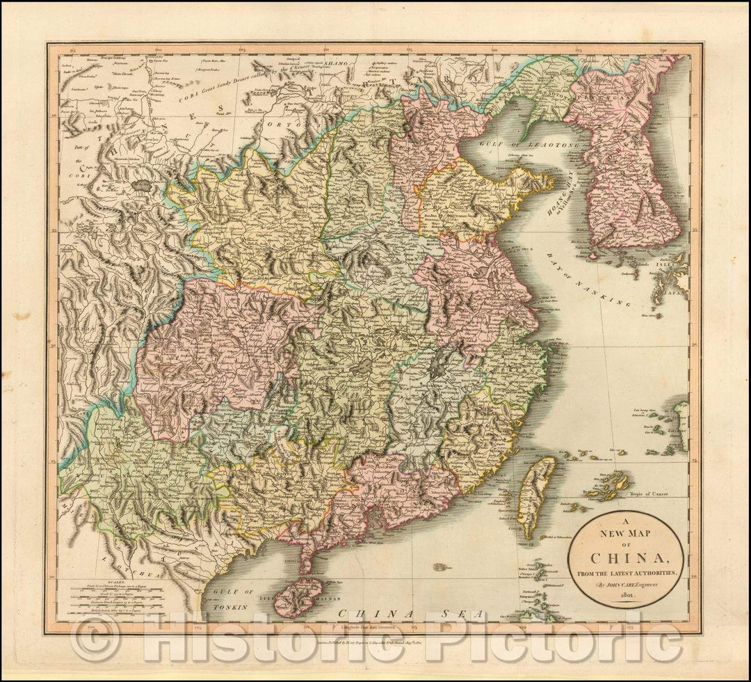 Historic Map - China, From the Latest Authorities, 1801, John Cary - Vintage Wall Art