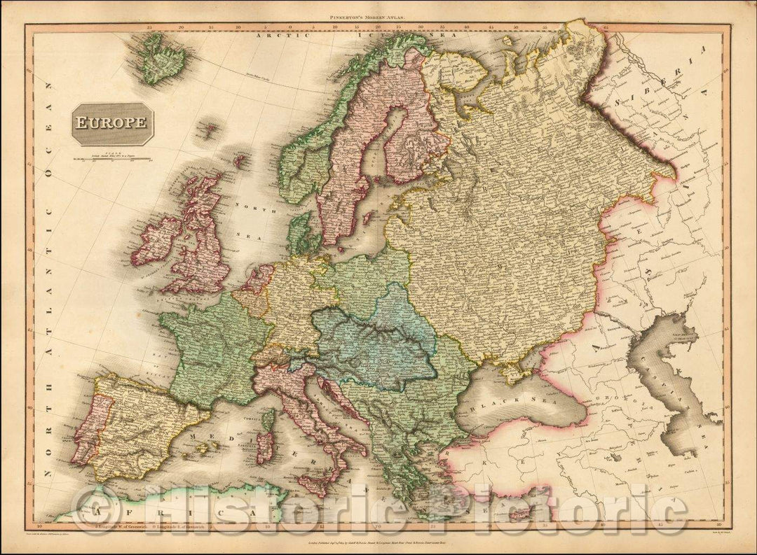 Historic Map - Europe, 1812, John Pinkerton - Vintage Wall Art