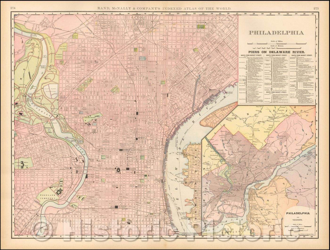 Historic Map - Philadelphia and Vicinity, 1895, William Rand - Vintage Wall Art