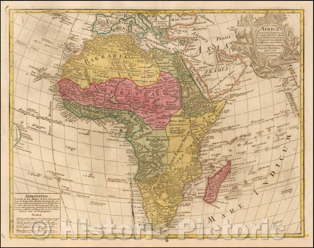 Historic Map - Africa Concinnata Secundum Observationes/Map of Africa, 1772, Gustav Conrad Lotter - Vintage Wall Art